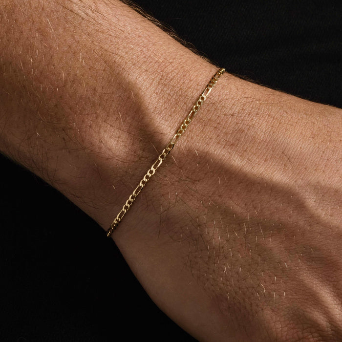 10k Solid Gold Figaro Bracelet (2mm) - The GLD Shop