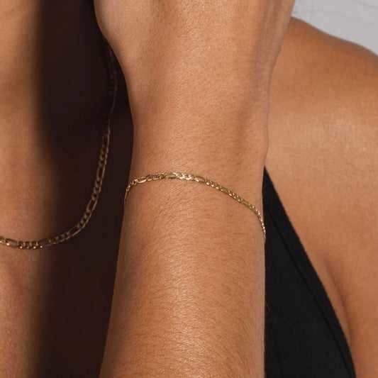 10k Solid Gold Figaro Bracelet (2mm) - The GLD Shop