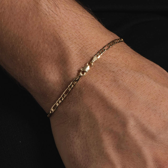 10k Solid Gold Figaro Bracelet (2mm) - The GLD Shop