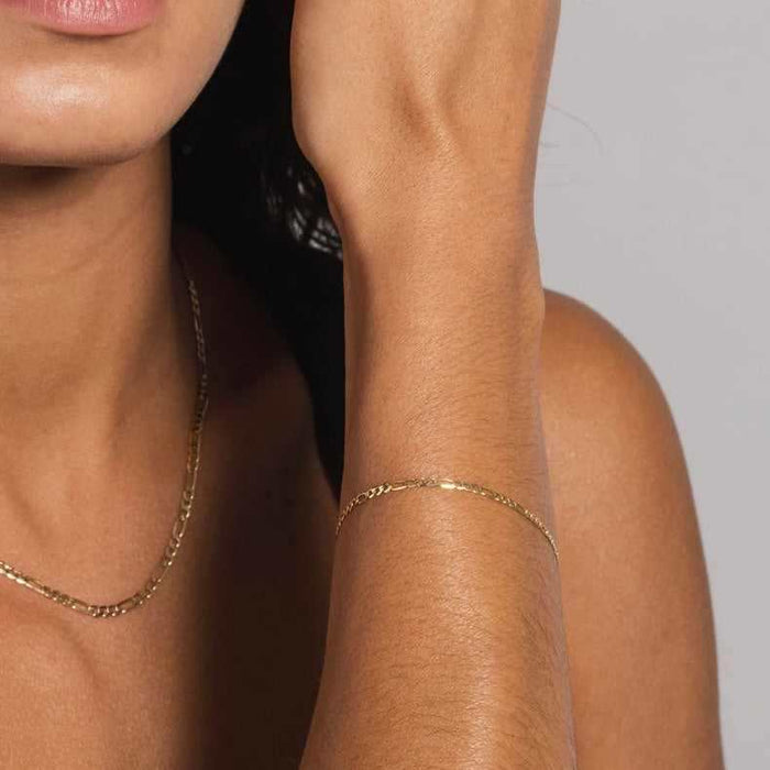 10k Solid Gold Figaro Bracelet (2mm) - The GLD Shop