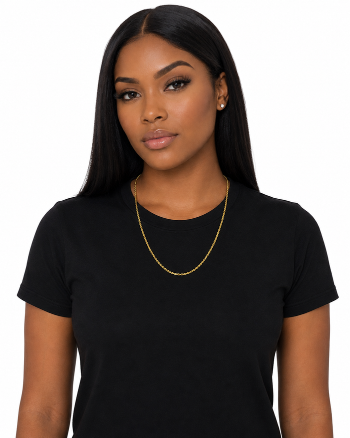 10K Yellow Gold Hollow Rope Chain 2mm 20 Inch