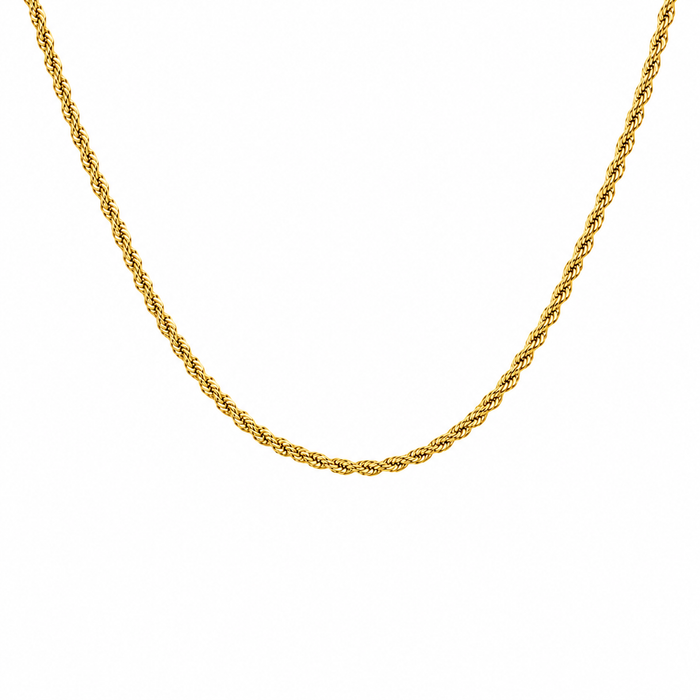 10K Yellow Gold Hollow Rope Chain 2mm 22 Inch Classic Rope Necklace