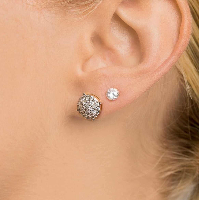 10mm Pave Set Stud Earrings in Yellow Gold - The GLD Shop