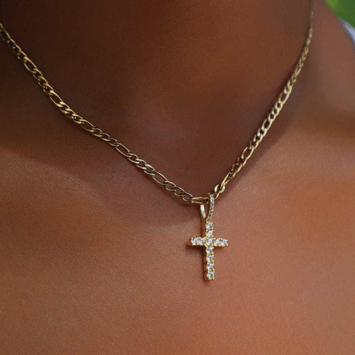 Micro Diamond Cross in Yellow Gold - The GLD Shop