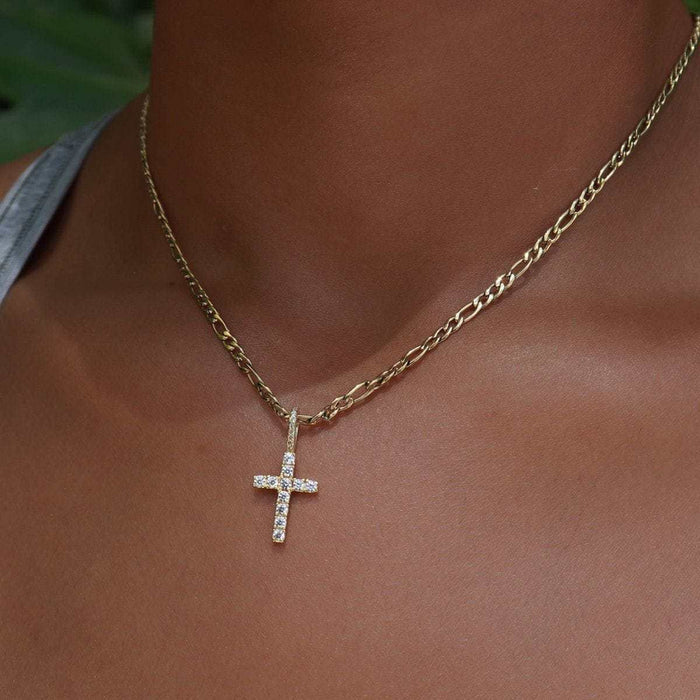 Micro Diamond Cross in Yellow Gold - The GLD Shop