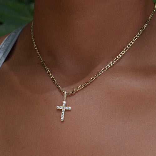 Micro Diamond Cross in Yellow Gold - The GLD Shop