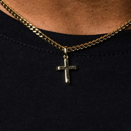 Micro Simple Cross Pendant in Yellow Gold - The GLD Shop