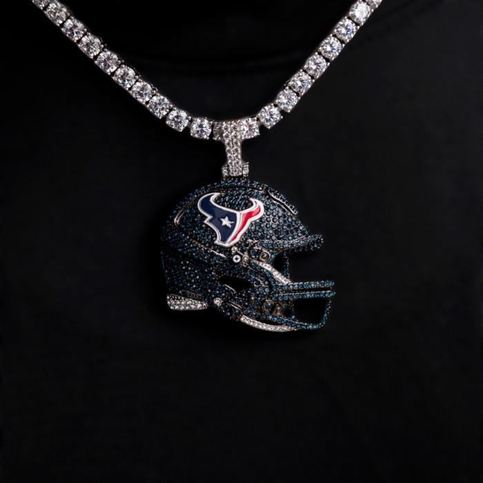 2025 Houston Texans Team Helmet Pendant - White Gold