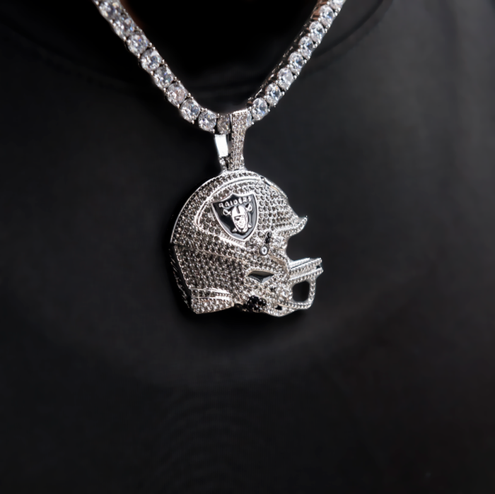 2025 Las Vegas Raiders Team Helmet Pendant - White Gold