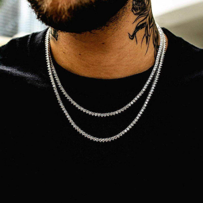 3 Prong Tennis Necklace (3mm) in White Gold - The GLD Shop