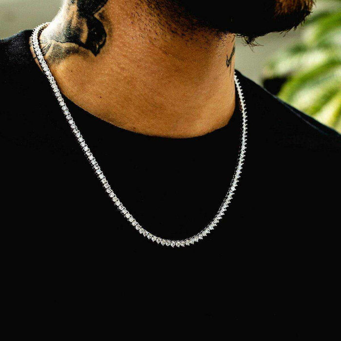 3 Prong Tennis Necklace (3mm) in White Gold - The GLD Shop