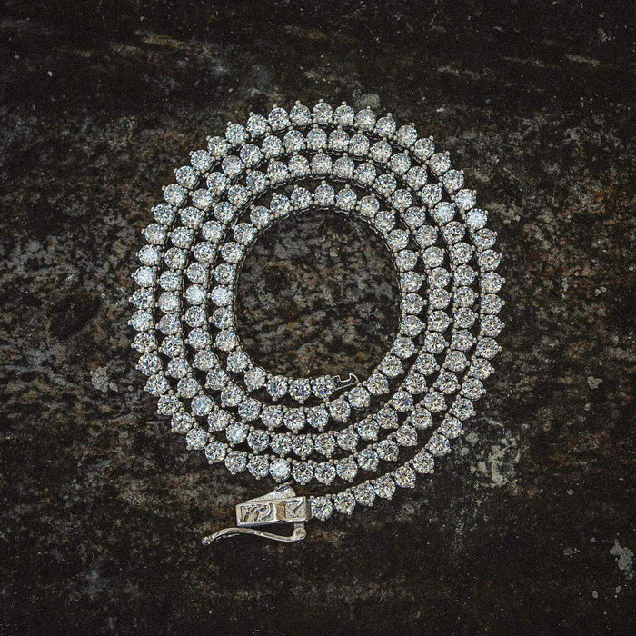 3 Prong Tennis Necklace (3mm) in White Gold - The GLD Shop