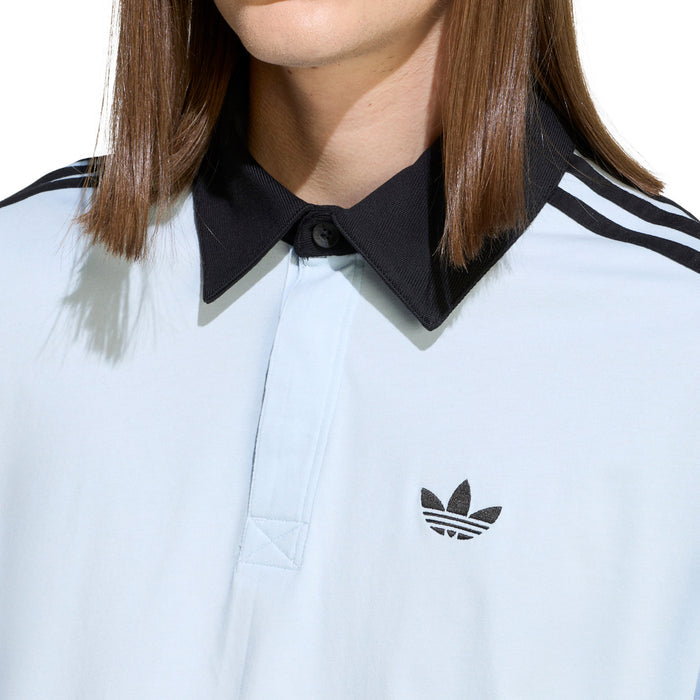Adidas 3-Stripes Rugby Longsleeve Polo Shirt (Crystal Sky)