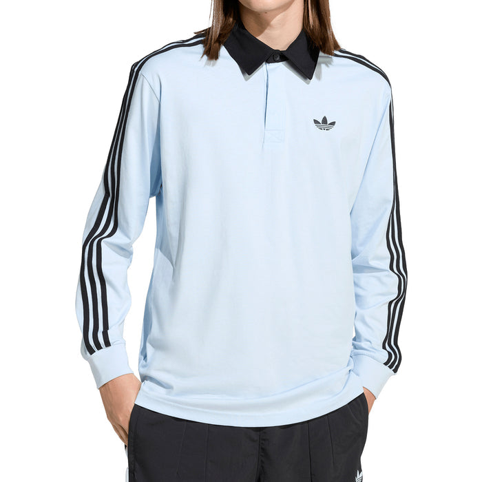 Adidas 3-Stripes Rugby Longsleeve Polo Shirt (Crystal Sky)