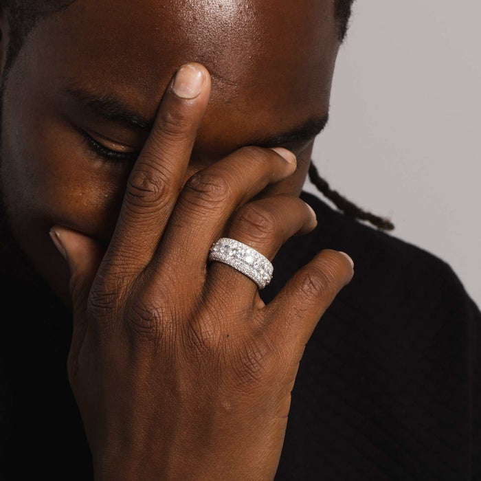 White Gold 5 Layer Diamond Band Ring - The GLD Shop