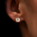 7mm Round Cut Diamond Stud Earrings in Yellow Gold