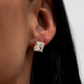 8mm Princess Cut Diamond Stud Earrings in Yellow Gold