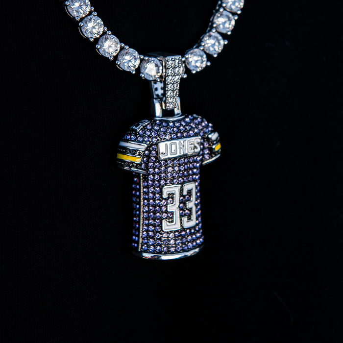 Aaron Jones Minnesota Vikings Purple #33 Jersey Pendant - White Gold