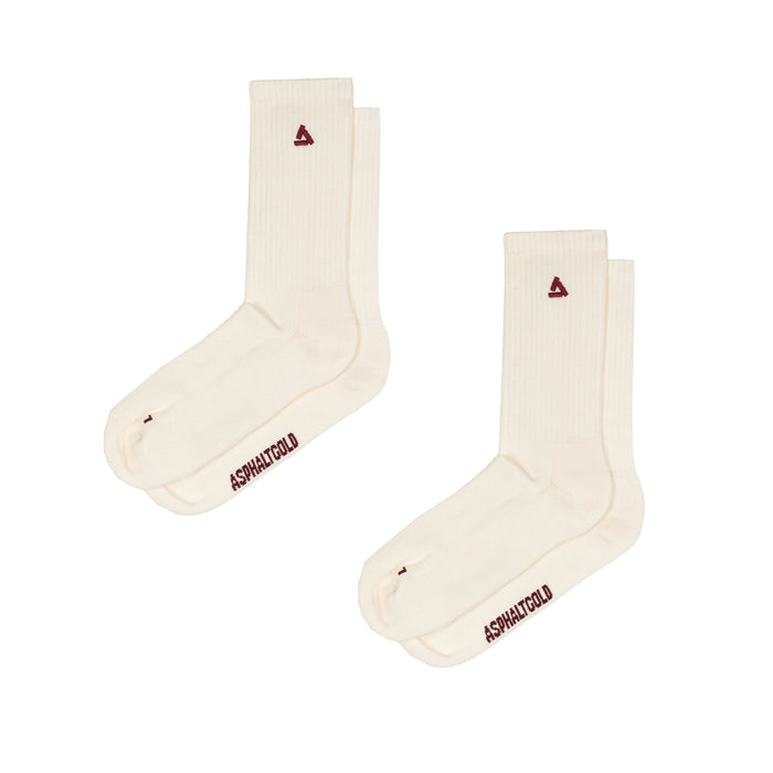 Asphaltgold	2-Pack Stack Logo Socks (Off White / Burgundy)