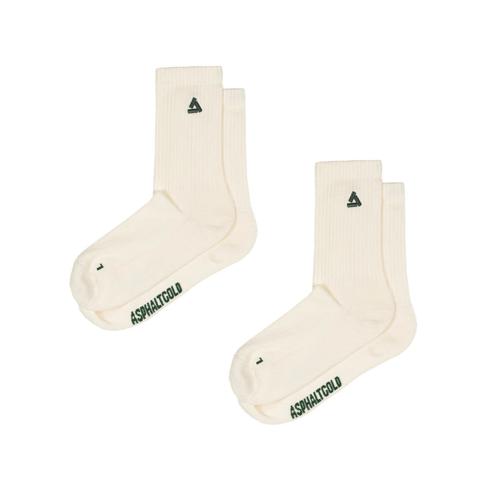 Asphaltgold 2-Pack Stack Logo Socks (Off White / Dark Green)