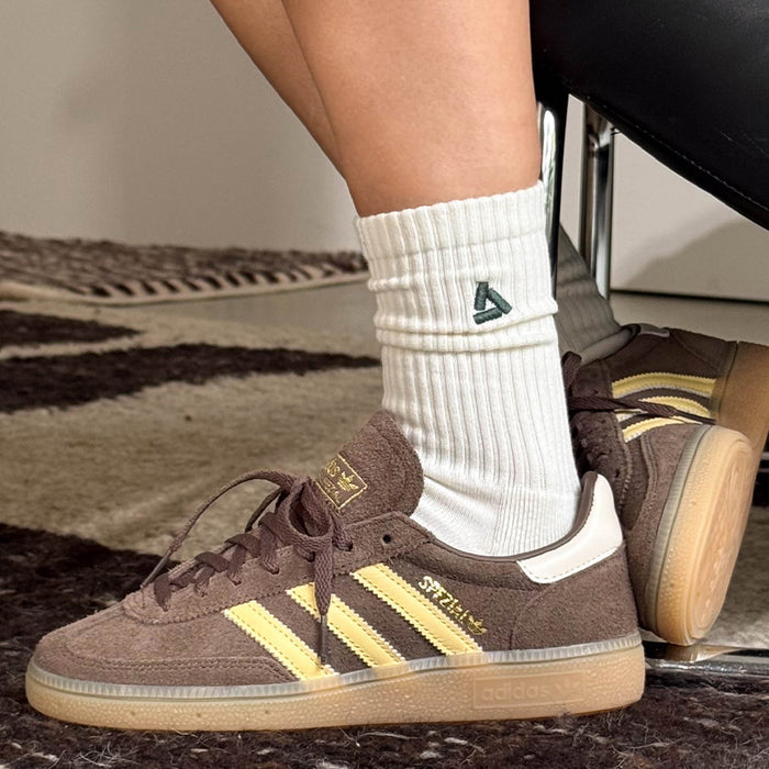 Asphaltgold 2-Pack Stack Logo Socks (Off White / Dark Green) onfeet