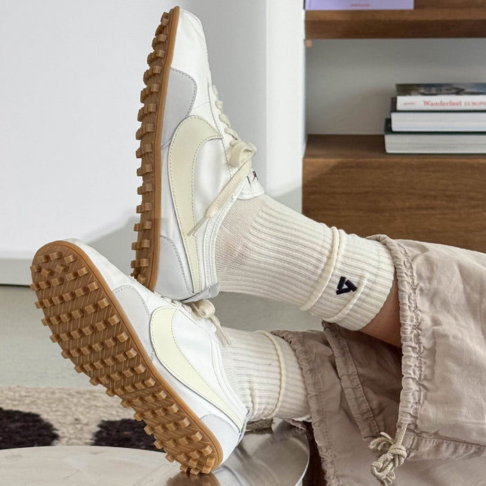Asphaltgold 2-Pack Stack Logo Socks (Off White / Navy) onfeet