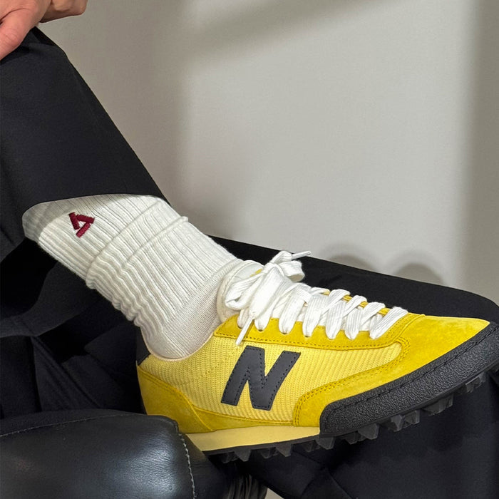 Asphaltgold	2-Pack Stack Logo Socks (Off White / Burgundy) onfeet
