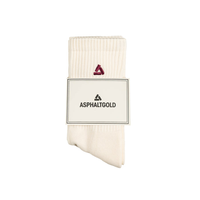 Asphaltgold	2-Pack Stack Logo Socks (Off White / Burgundy)