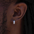 Baguette Hoop Stud Earrings in White Gold - The GLD Shop