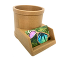 Round hemp bioplastic business card and pencil holder