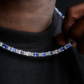 Blue Mixed Oval Cut Tennis Chain in White Gold - 5mm