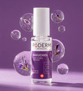 Sérum concentré bakuchiol Poderm anti-stries unifiant avec pétales violets sur fond violet