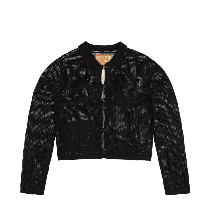 Brain Dead Mesh Knit Spiral Cardigan (Black)