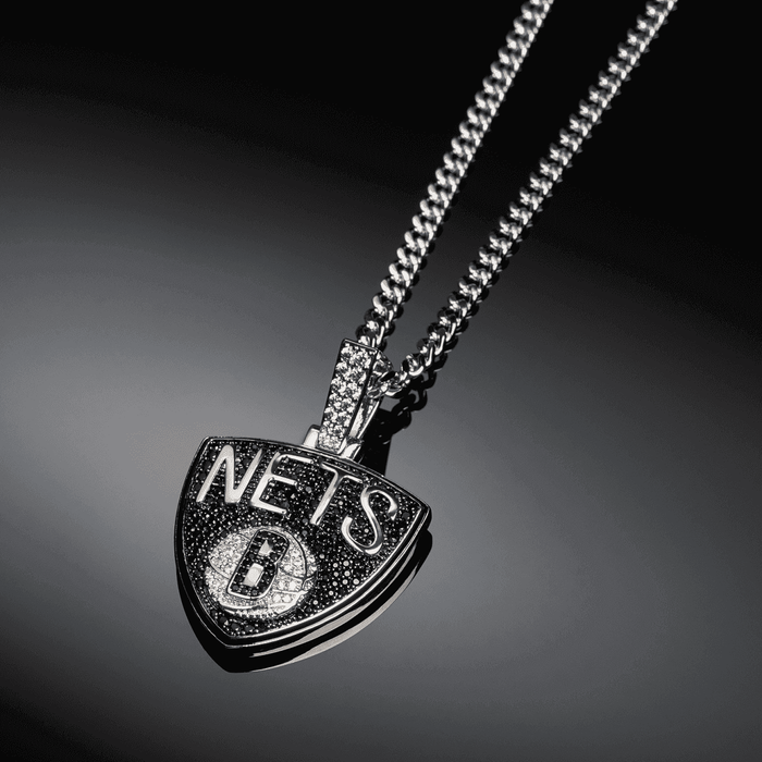 Brooklyn Nets Pendant in White Gold - The GLD Shop