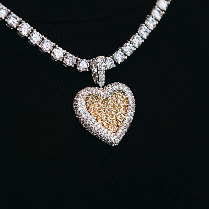 Canary Diamond Baguette Heart Pendant