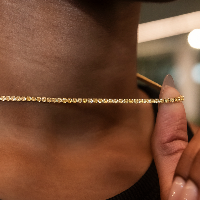 Canary Micro Tennis Necklace in Yellow Gold