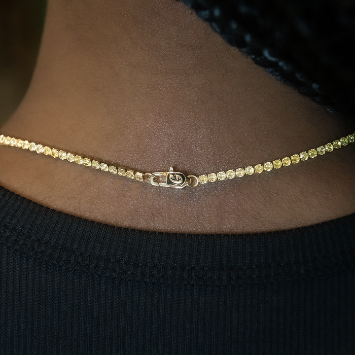 Canary Micro Tennis Necklace in Yellow Gold