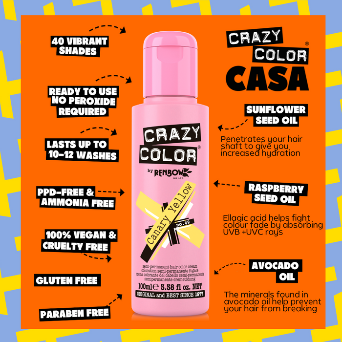 Canary Yellow (Sunshine Yellow) - Semi-Permanent Hair Dye - Crazy Color