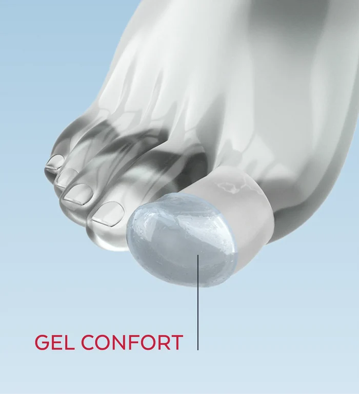 Détail du gel confort du capuchon anti-mycose Poderm sur orteil