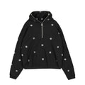 CHITO International Allover Finesse Embroidered 1/4 Zip Pullover Hoodie