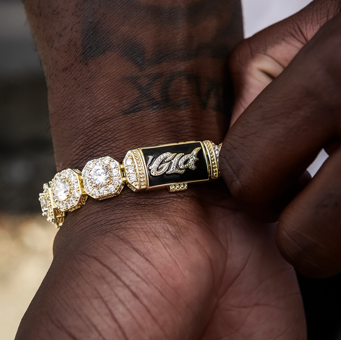 Clustered Tennis Chain + Bracelet Bundle in Yellow Gold- 12mm