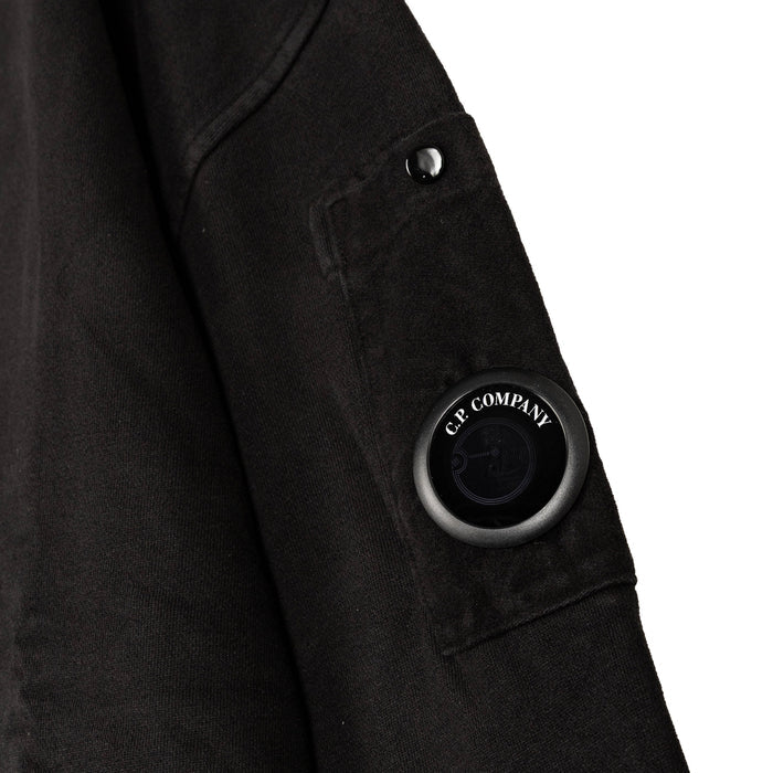 C.P. Company Brushed and Emerized Diagonal Fleece Mixed Boxy Half Zip Lens Sweatshirt