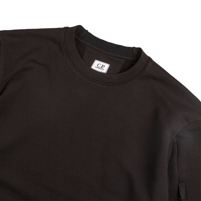 C.P. Company	Diagonal Raised Fleece Crew Neck Lens Sweatshirt (Black)