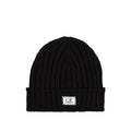 C.P. Company Extra Fine Merino Wool Knit Logo Beanie (Black)