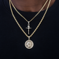 Cross and Coin Set in Yellow Gold