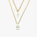 Cross and Stone Set in Yellow Gold