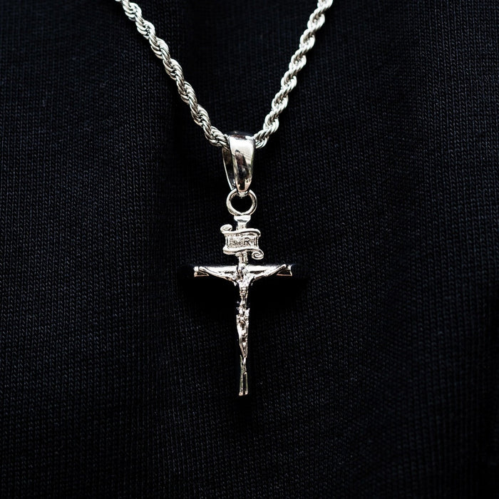 Crucifix Cross Pendant in White Gold