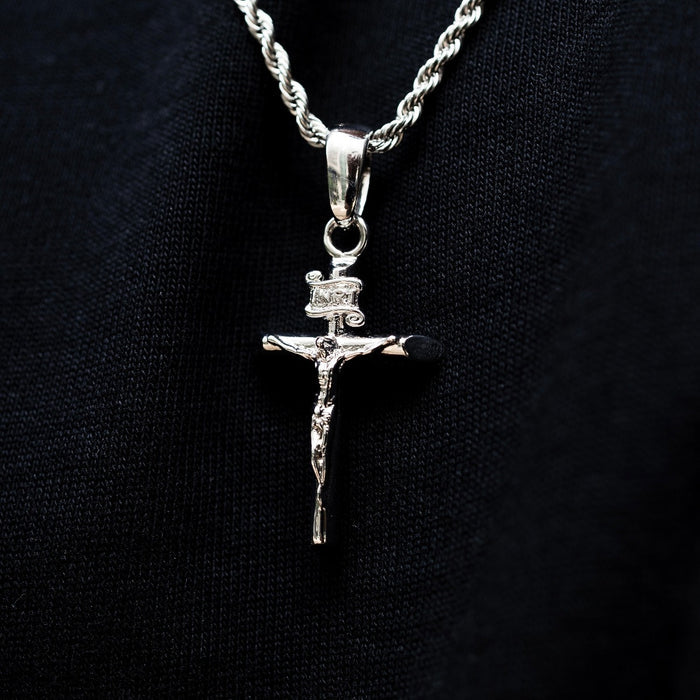 Crucifix Cross Pendant in White Gold