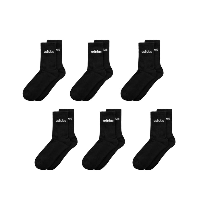 Adidas	Cushioned Linear Crew Socks 6 Pack (Black / White)