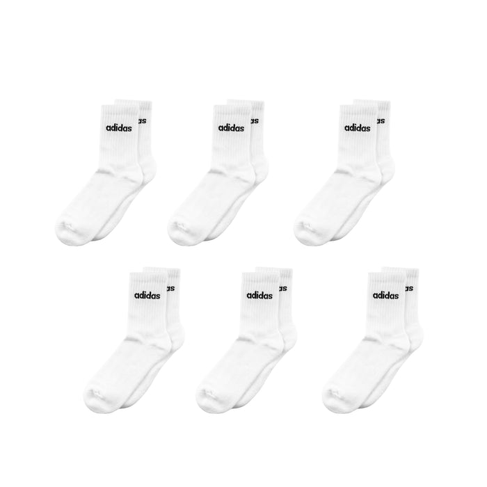 Adidas	Cushioned Linear Crew Socks 6 Pack (White / Black)